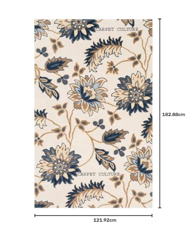 Image of Carpet Mahal Handmade Handwoven Tufted Made of 100% Soft Blended Wool Export Quality Carpets with 1 Inch Thickness (4x6 Feet) Color Multi