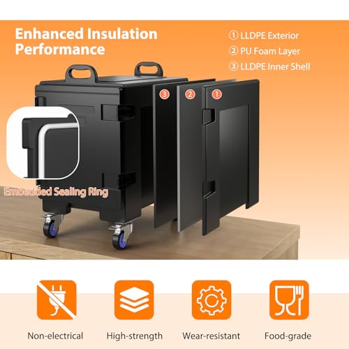 Costway 2Pcs End-Loading Insulated Food Pan Carrier W/Wheels thumb #4