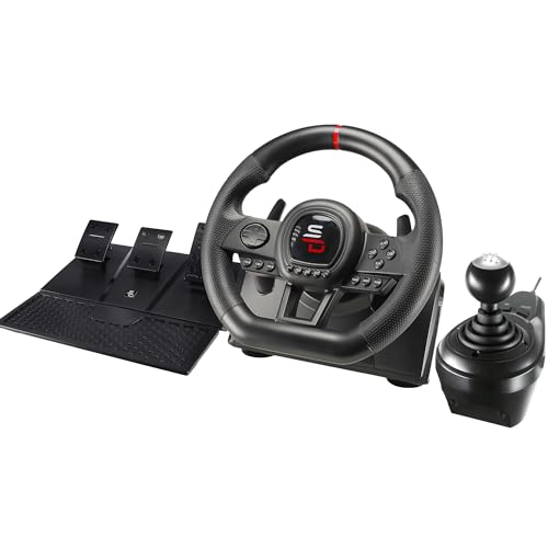 SUBSONIC - Superdrive GS650-X Steering Wheel with Manual Shifter, 3 Pedals, and Paddle Shifters - Racing Wheel for Xbox Series X/S, PS4, Xbox One - Black