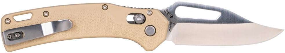 Klein Tools OGK002TNT KTO Resurgence Pocket Knife, D2 Tool Steel Clip Point Blade, Sand Handle Utility Knife for Hunting, Hiking