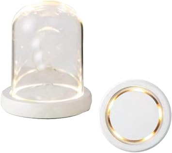 Glass Cloche Bell Jar,Tabletop Display Case,1Sets Glass Dome Clear Tabletop Display Case Bell Jar Cloche Dome With Wood Color Glowing Base For Plants Collectible Figure Candles MedalsWhite,12*22cm