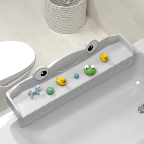 Image of MMIOFANT Splash Guard for Bath Tub-Bathtub Caddy Tray with Play Shelf-Bathtub Shelf Over Tub for Kids' Toy-Bathroom Toy Organizers and Storage-Bath Side Table Toy Holder for Kid Baby Toddlers (Gray)