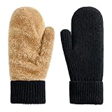 ZXTGBQ Muffole da Donna in Magli con Fodera in Morbido Pile Guanti Termici Invernali Morbidi e Resistenti per Ciclismo, Sci, Attività all