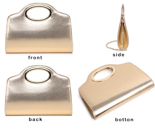 Image of Top Metal Handle Clutch Bags for Women, Evening Handbag Shoulder Crossbody Purse with Chain