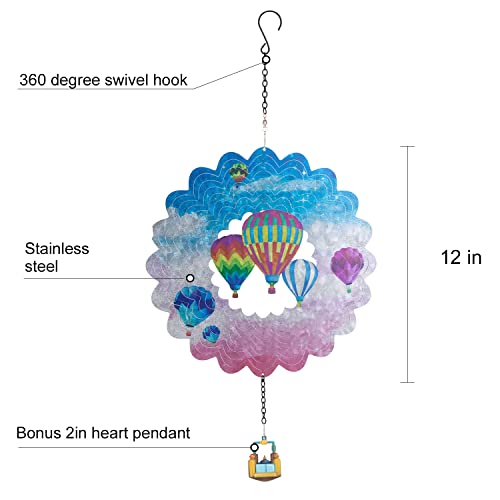 Hot Air Balloon Metal Wind Spinners -3D Hanging Wind Spinner For Outdoor & Indoor Decorations, 12 Inch Wind Spinner For Balcony Garden Yard Patio Decoration #TOP5