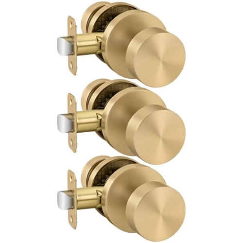 Goldenwarm Champagne Bronze Door Knobs Interior Closet Door Knobs 3 Pack