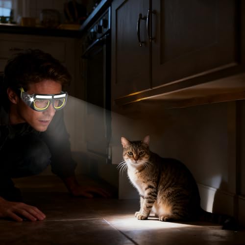 Woalopted Gafas Con Iluminación LED,Sensor de Movimiento Impermeable Inteligente,Seguridad para Conducción Luz Frontal Inteligente | Para Trabajo Actividades Nocturnas Camping Conducir Ciclismo Correr - imagen 2