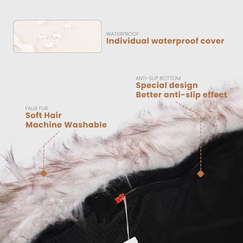 Image of Laifug Luxury Faux Fur Dog Bed, 5-inch Thick Grade Ultra Soft Orthopedic Memory Foam Dog Bed with Faux Fur Cover, Plush Pup Rug with Removable Cover, Waterproof Liner（White）
