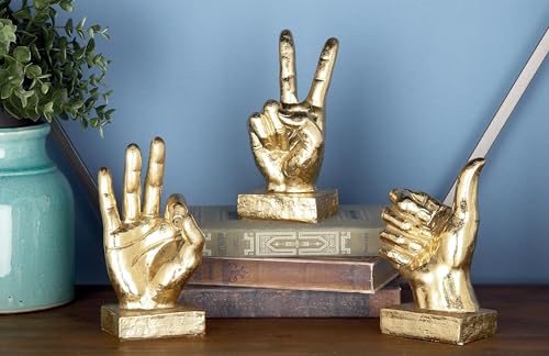 Set de 3 esculturas decorativas de manos doradas 7 pulg miniatura 5