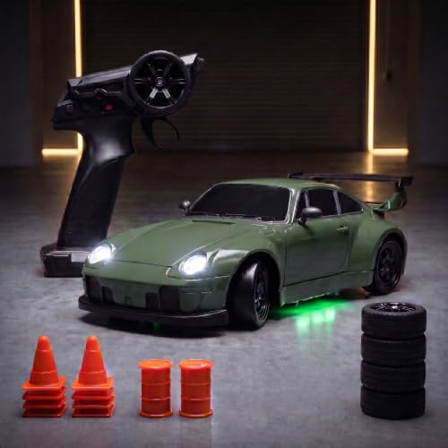 Image of L.O.T TOYS Flare Premium RC Drift Car | 4WD 20Kmph with Boost Mode, 2.4Ghz Long Range Remote, Hard Shell Body, LED Headlights, Race-Ready Build (Burnout Green)