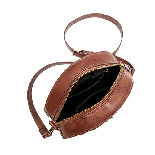 Sac bandoulière rond steampunk en cuir marron idéal pour vos sorties urbaines