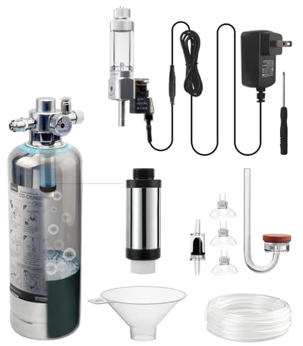 Clscea 1L Aquarium CO2 System Generator, Edelstahl Kohlendioxid Reaktor Kit mit Regler Magnetventil für Aquarienpflanzen (G600SMini), CO2 Aquarium Kit