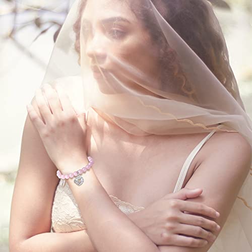 INFUSEU Anxiety Bracelets for Women Girls Aromatherapy Protection Jewelry - Paperclip Chain Bracelet, Healing Crystal Bead Stretch Bracelet - Image 6