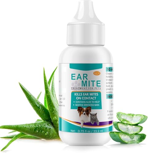 bnHUlMXw Ear Mite Treatment for Dogs and Cats,Dog Ear Infection Treatment,Aloe Ear Mite,Safe for...