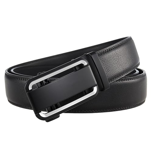 Men Leather Belts Automatic Ratchet Buckle Business Formal Dress2