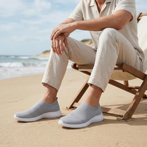 Image of TIOSEBON Men's Slip On Walking Shoes Arch Support Knit Mesh Lightweight Casual Comfortable Gym Workout Running Tennis Travel Standing Sneakers