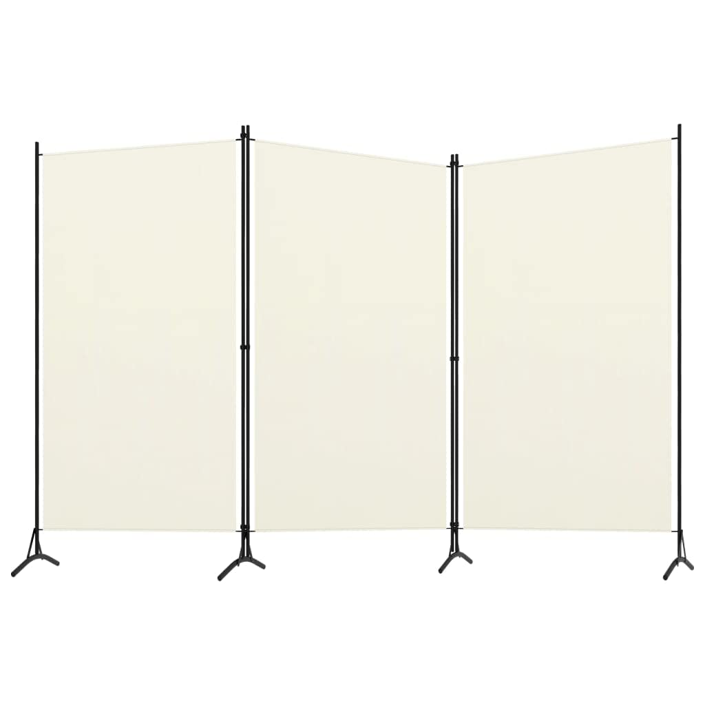 Paravento a 3 Pannelli,Separè paravento Pannello Divisore per la Stanza con Piedini Stabili Per patio, ufficio, casa, ospedale Bianco Crema 260x180 cm