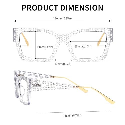 Image of VOOGLAM Glasses Waylon Rhinestone Frame Non-Prescription Eyeglasses