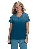 KOI Basics 1031PR Women's Cali Scrub Top Caribbean Blue Heather Ombre XL