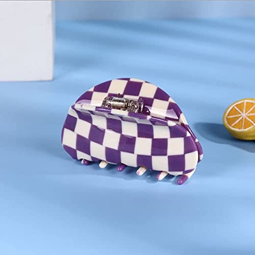 Pinces à cheveux de requin au motif damier vintage café marron