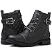 GLOBALWIN Women's Grey Combat Boots Lace Up Ankle Booties Fashion Comfortable Boots For Women Size 9M