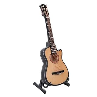 Modèle de Guitare Miniature, Petit Modèle de Guitare Classique Acoustique, Instruments de Musique Miniatures pour Cadeaux de Décoration de Bureau(20cm-en Bois) - Les Beatles, Paul McCartney, John Lennon, RIngo Starr, George Harrison