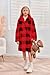 Meikulo Girls Plaid Fleece Jacket Kids Sherpa Long Winter Coats Lapel Fashion Outerwear 5-14 Years