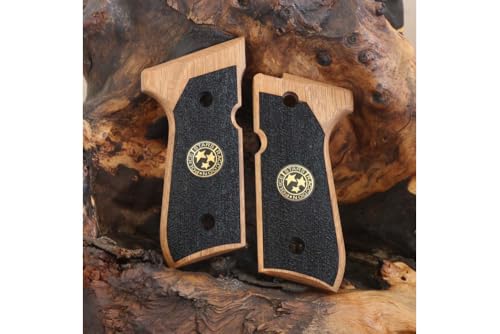 HK GRIPS Compatible with Beretta 92/96/98/M9 Full Size Grips, Resident Evil, Samurai Edge, Biohazard Raccoon S.T.A.R.S, Light Walnut Wood (Black) by hk grips - Image 2