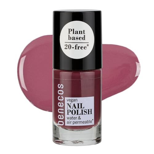 Benecos 20-Free Vegan Nail Polish sweet plum - pflanzenbasierter Nagellack - schnelltrocknend & langanhaltend - wasserdurchlässig - angereichert mit Biotin - 5ml