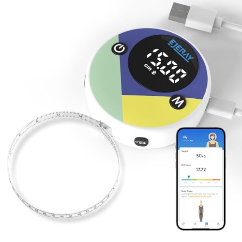 Digital Tape Measure, Smart Body Measuring Tape for Weight Loss, Accurate Bluetooth Tape Measurements with App, Retractable Body Tape Measure for Waist, Hip, Bust, Arms, 60in /150cm