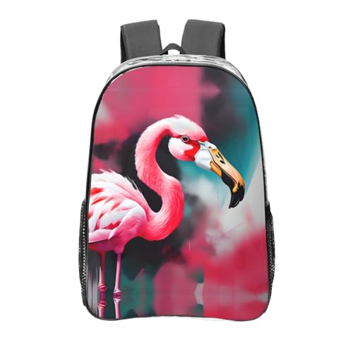 Sac à dos transparent avec poches anti-perte sac à livres flamant rose noir
