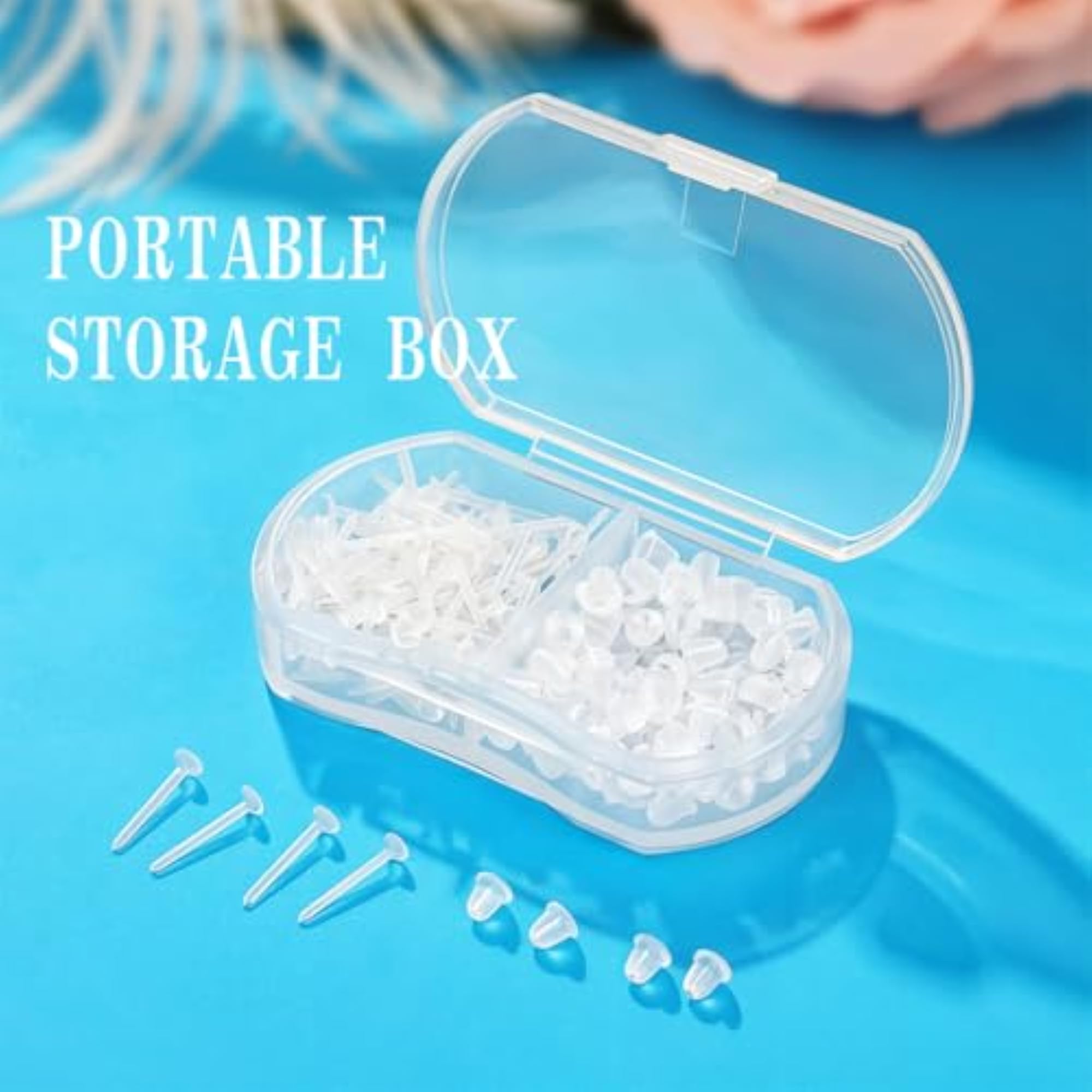 100Pcs Clear Plastic Piercing Retainers with Rubber Back
