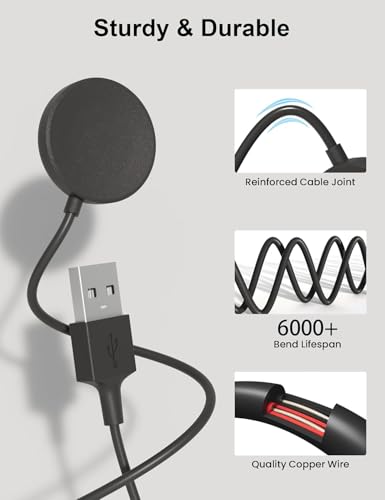 Image of USB Charger Compatible with Samsung Galaxy Watch 6 /6 Classic /5 /5 Pro /4 /4 Classic /3 /Active 2 /1 Galaxy Charging Cable Magnetic Cable Sm-R500 Sm-R830 Sm-R820 Sm-R840 Sm-R850 Smartwatch,Black