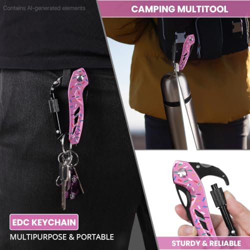 FUNBRO Pink 6-in-1 Carabiner Tool