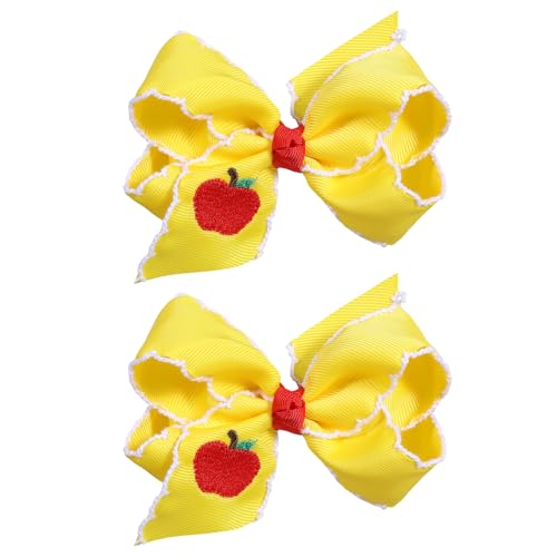 2Pack 4in Yellow Back School Hair Bows Alligator Clips for Student Teens Girls Teacher First Day of School Uniform Summer Birthday Party Dress Decor Accessory Gift