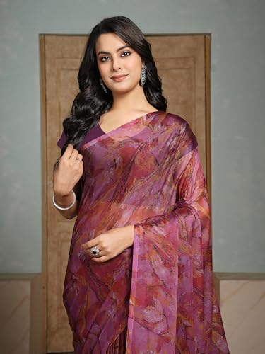 Image of Garden Vareli Nara Chiffon Abstract Printed Saree