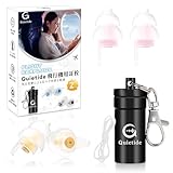 耳栓 飛行機 Quietide 飛行機用耳栓 気圧調整 耳せん 聴覚障害予防 イヤープラグ 飛行機 電車 睡眠 仕事 水洗い可能 繰り返し使用可能 携帯ケース付き 紐付き 日本語説明書付 Q19 ゴールドとピンク