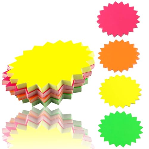 Twdrer 80 Pack Starburst Signs for Retail Store, Neon Fluorescent Garage Sale Supplies (4 Assorted...