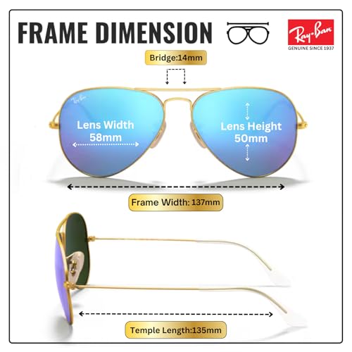 Image of Ray-Ban RB3025 AVIATOR FLASH LENSES Pilot Shaped Sunglasses for Men & Women with Official RAYBAN Eyewear Kit