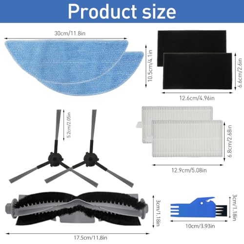 Image of HASTHIP 8Pcs Replacement Accessories for Ecovacs Deebot Y1 /Y1 Pro,Replacement Parts with 1 Main Brush,2 Side Brushes 2 Mops Fliters 1 Cleaning Brush