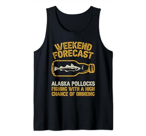 Fisher Pronóstico de fin de semana Pesca - Pescado Alaska Abadejo Camiseta sin Mangas