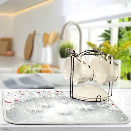 Tapete de secado de platos microfibra absorbente, alfombrilla de secado grande para cocina 4