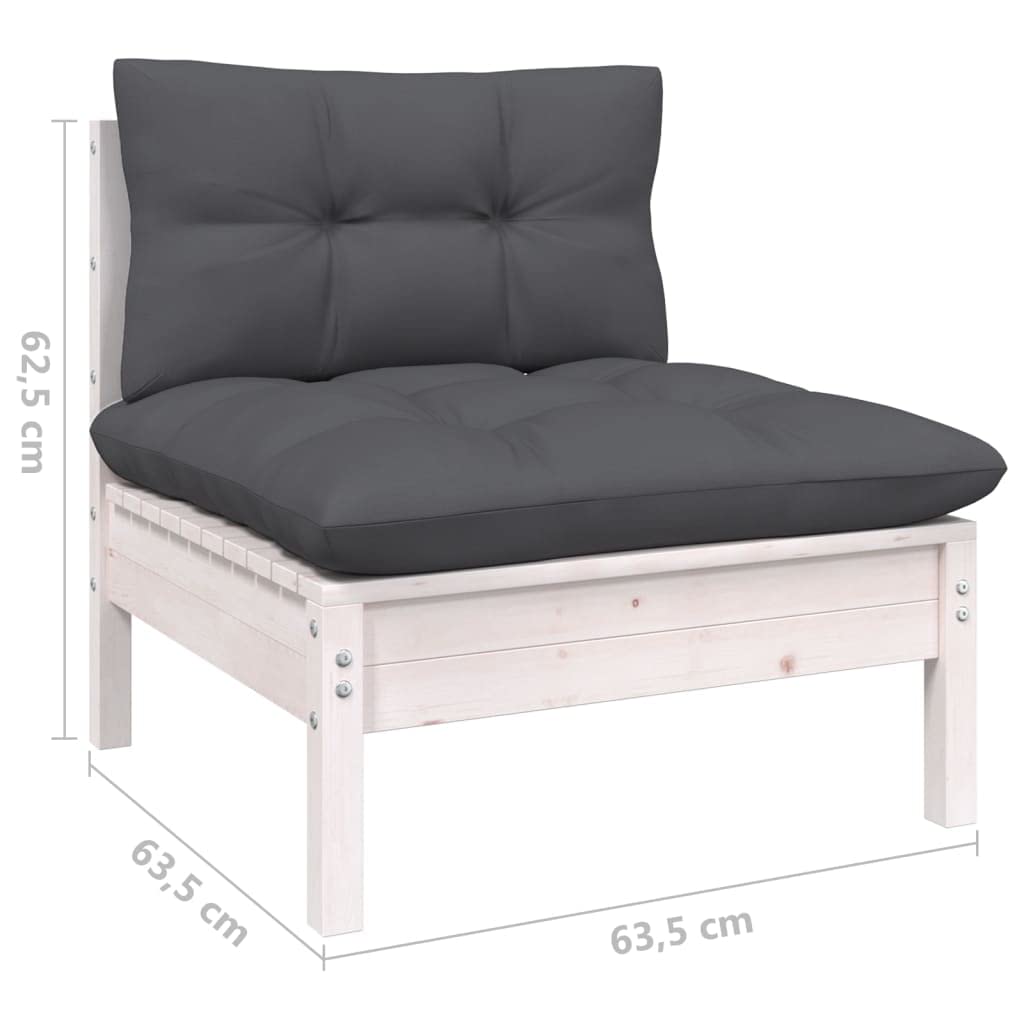 Set da giardino da 8 pezzi con cuscini in legno di pino massello, set modulare da giardino e terrazza, robusto e stabile, portata fino a 110 kg per seduta