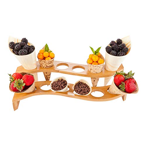 Super Deal Product Curved Multi Level Food Cone and Sushi Hand Roll Display Stand: Perfect for Restaurants, Catered Events, and Buffets - Holds 12 Cones - Made from Organic Bamboo - 1ct Box - Restaurantware Super Deal Product Curved Multi Level Food Cone and Sushi Hand Roll Display Stand: Perfect for Restaurants, Catered Events, and Buffets - Holds 12 Cones - Made from Organic Bamboo - 1ct Box - Restaurantware