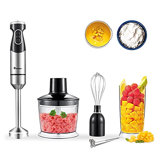 IAGREEA Stick Blender, 800W 5-In-1Immersion Hand Blender, 16-Speed Hand Blender With Milk Frother/Egg Whisk/500ml Chopper &600ml Beaker With Lid, BPA-Free Handheld Blender