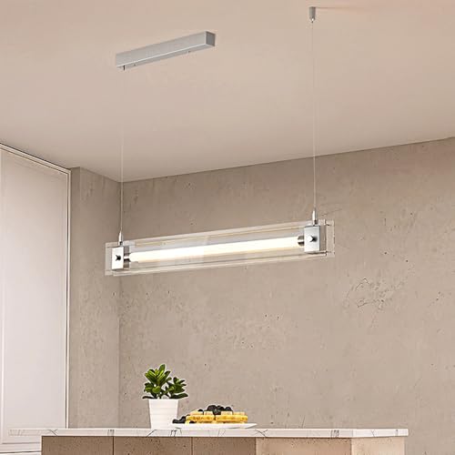 Lampe suspendue linéaire en acier inoxydable pour table de séjour