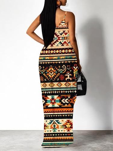Image of Women's Summer Maxi Dress Spaghetti Strap Floral Boho Beach Long Sundress with Pockets