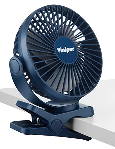 Viniper 6 Inch Rechargeable Clip On Fan, 5000Mah Battery Desk Fan : 360° Rotation & 3 Speeds Strong Wind Portable Fan, Longer Working Hours, Quiet And Powerful (Blue) #TOP30