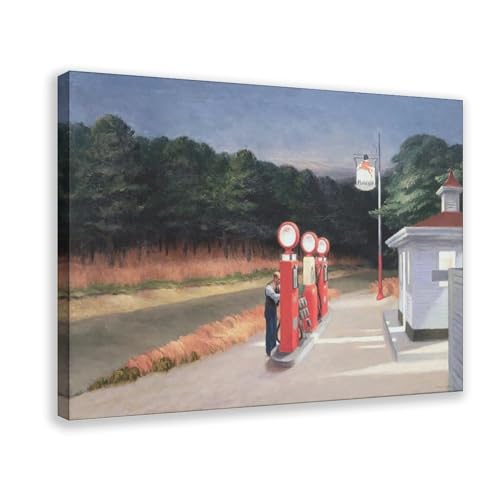 Poster Gas Edward Hopper impression toile cadre suspendu 50x76 cm