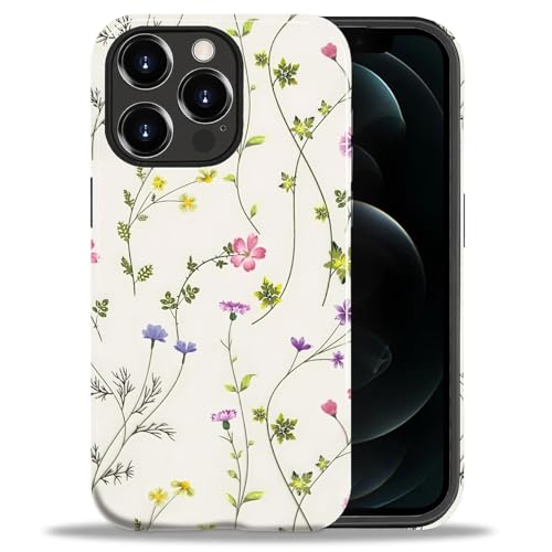 ZHEGAILIAN Case for iPhone 12 Pro Max,Shockproof Hard Shell + Soft Silicone 2 in 1 Hybrid,Shockproof Bumper Drop Protective - Cute Flower Branch